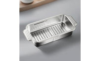 Telescoping Expandable Sink Basket Stainless Steel Colander with Handles Food Safe over the Sink Strainer Heavy Duty for Apartment Kitchen