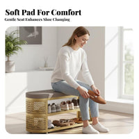 Multi-Functional Cushisingled Shoe Changing Bench Space-Saving Design Padded Footwear Stool Stable and Sturdy Household Furniture Large Capacity for Homeowners, Apartment Dwellers, Entryway, Hallway, Mudroom, Walk-in Closet