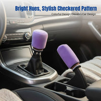 Winter Plush Gear Lever Cover, Checkered Pattern, Universal Manual Transmission Handbrake Sleeve, Interior Decor
