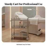 Heavy Duty Medical Instrument Trolley Long-Lasting Medical Service Cart No Assembly Required Beauty Salon Rolling Cart Easy to Clean for Laboratory Technicians, Restaurant Employees, Home Users, Hospital, Medical Center, Laboratoryoratory Oratory