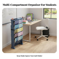Classroom Desk Side Organizer Large Capacity Mobile Bookshelf Cart for Students