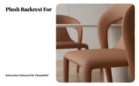 Modern Minimalist Design Upholstered Unobstructed-backBack Side Chair Soft Padded Cushion Dining Seat Curved Backrest Indoor Furniture Versatile Use for Homeowners, Interior Decorators, Kitchen, Restaurant, Living Room, Bedroom