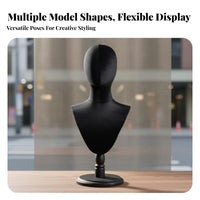 Black Velvet Mannequin Head Easy to Clean Velvet Mannequin Head Non-Slip Surface