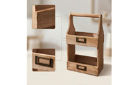 Rustic Two-Tier Storage Box Lightweight Organizer Case with Handle Farmhouse Storage Box with Handle Long-Lasting for Vanity
