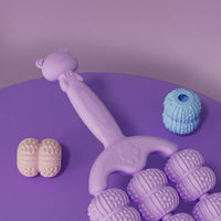 Textured Bear Handle Massage Roller Non-Slip Grip Curved Body Massage Roller Flexible Wellness Aid Easy to Use