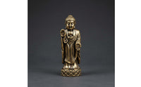 Brass Buddha Figurine Portable Antique Buddha Statue Mini Religious Decor for Buddhists, Believers, Car, Altar