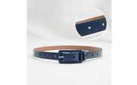 Adjustable Leather Belt with Rectangular Buckle Slim Skinny Leather Belt Dressy Formal for Women, Skirts