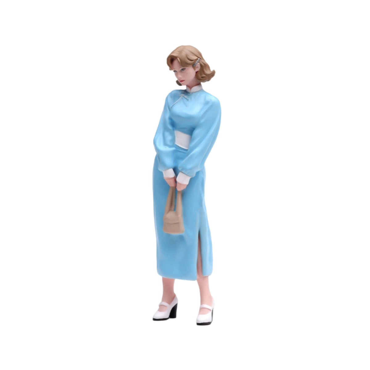 VM 1/18 1/24 Blonde Girl in Long Dress Hand-Painted Resin Miniature Scene Model