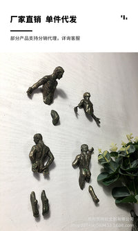跨境热款断裂人物墙饰欧美式工业风家居墙壁隔断仿铜装饰品小摆件