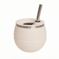 Stainless Steel Drinking Cup Curved Straw Yerba Mate Cup Broad Opening Drinkware for Everyday Use