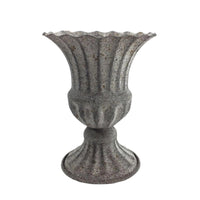 Vintage Metal Vase with Scalloped Rim Tabletop Vase with Pedestal Base Elegant Flower Holder Versatile for Wedding Planners, Florists, Table Decoration, Banquets