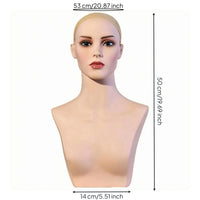 Female Hairpiece Head Bust Skin-Toned-Toned Hairpiece Display Bust Smooth Surface