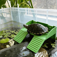 Food-Grade Plastic Turtle Basking Platform with Feeding Trough Aquatic Turtle Feeding Station Cold-Blooded Animal Climbing Ramp for Aquarium, Terrarium