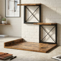 Stepped 3-Tier Display Shelf Space-Saving Desktop Display Rack Long-Lasting Tabletop Organizer with Shelves Rustic for Entryway