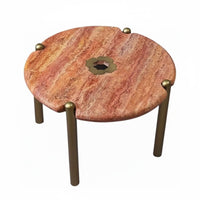 Italian Inspired Round Coffee Table with Cut-cut-through Pedestal Luxury Feel Living Room Furniture Modern design Minimalist Design for Interior Designers, Homeowners, Apartment Dwellers, Hotel Lobby, Lounge Area, Office, Bedroom
