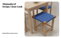 Handmade Woven square-top Stool Sturdy and long-lasting Square Wooden Stool sturdy Wood Construction Small Seat Ethnic and design for Restaurant Owners, Apartment Dwellers, Teahouse, Kitchen, Living Room, Entryway