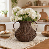Wicker Flower Vase with Handles Handwoven Double-Handle Vase Boho for Tabletop, Entryway