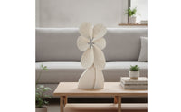 Floral Sculpture Cream-Colored Decorative Piece Figurine Textured Tabletop Decor for Entryway, Office Reception