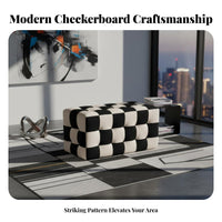 Nordic Design Checkerboard Cube Pouf Multi-Purpose Ottoman Sturdy Footstool Lightweight for Interior Design Enthusiasts, Young Adults, Gift Givers, Living Room, Entryway, Bedroom, Lounge
