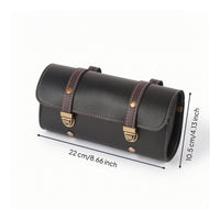 Cylindrical Handlebar Bag Vintage-Style Handlebar Bag with Buckle Straps Leather-Like for Commuting