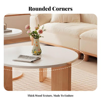2 Pieces Round Shape Nesting Table Set Space-Saving Household Furniture Sturdy Construction Modern design for Apartment Dwellers, Homeowners, Families, Living Room, Small Spaces, Lounge Area, Bedroom