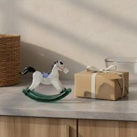 Rocking Horse Figurine Colored Glaze Glazed Horse Ornament Unique Charm Sculpture for Entryway