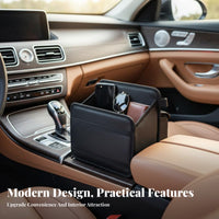 Multi-Pocket Design Between-Seat Car Organizer Large Capacity Leather Car Seat Organizer Easy Installation for Women, Family Travel