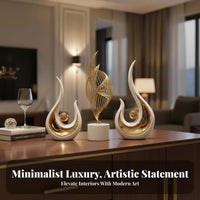 3 Pieces Modern Abstract Art Figurine Housewarming Gift Abstract Art Statue Set Light Luxury Modern Twist Ornament for TV Cabinet, Entryway, Bookshelf