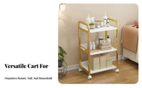 Large Capacity Salon Trolley Cart Effortless Mobility Rolling Salon Trolley Sturdy Structure Esthetician Rolling Cart Long-Lasting Construction for Aestheticians, Nail Technicians, Barber Shop, Medical Office, Bathroom, Office