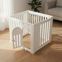 Unrestricted Combination Small Dog Kennel Fence Optional Roof Cover Indoor Dog Fence with Door Easy Assembly Modular Puppy Playpen for Young Dogs, Living Room