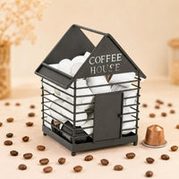 House-Shaped Coffee Capsule Small Basket Front Door Wire Coffee Organizer Sturdy Capsule Basket