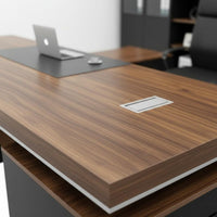 Thickened Desktop Executive Office Desk Sturdy and Long-Lasting Large Executive Table Heavy-Duty Modern Office Desk with Cabinet Scratch Resistant for Executives, Managers, Study Room