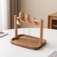 Key Board Organizer with Tray, Decorative Key Holder made of Beech & Acacia, 16x17x3cm, for Entryway
