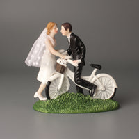 Wedding Cake Topper Resin Cake Topper with Cycle Elegant Couple Figurine for Brides, Bridal Shower