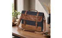Canvas Briefcase Crossbody Canvas Carrier Bag Retro Briefcase with Shoulder Strap for Students, School, Travel