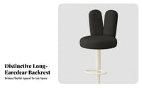 Height Adjustable Upholstered Swivel Stool Gas Lift Mechanism Bunny Ear Backrest Stool Soft Upholstery Seating Furniture Heavy-Duty Frame for Homeowners, Adults, Bar Owners, Reception Desk, Kitchen Island, Cafe, Living Room