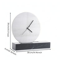 Decorative Clock with Marble Base Modern Geometric Table Clock Minimalist for Desk