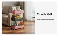 Multi-Tier Storage Rack Versatile Slim Rolling Cart Slim Organizer Trolley 360° Rotating Wheels Mobile Storage Shelf for Office