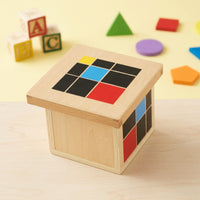 Child-Centered Cube Sensorial Wooden Cube Colorful Geometric Puzzle for Preschool, Classroom