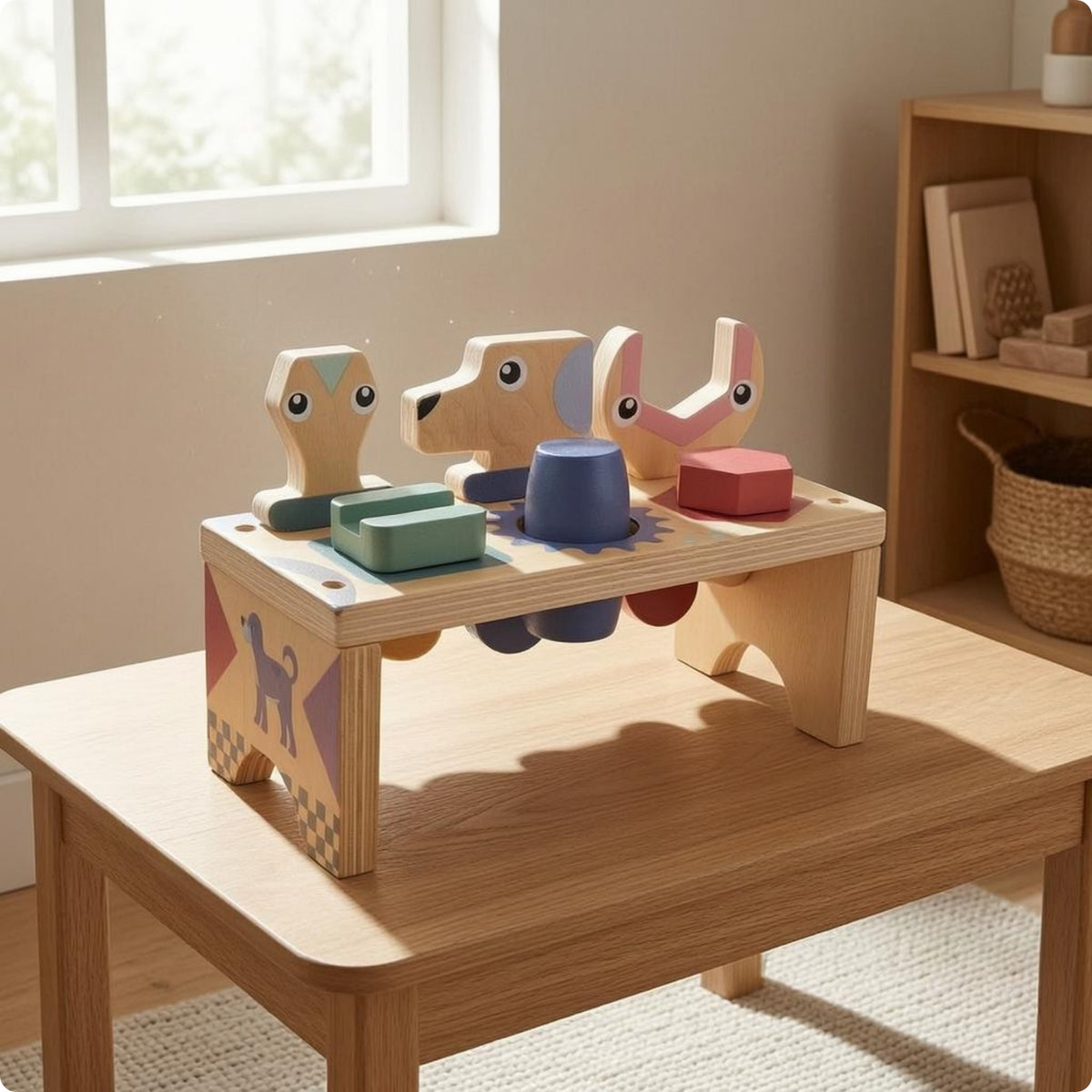 Wooden Tool Bench Toy Fine Motor Skills Animal-Shaped Tool Toy Hand-Eye Coordination Kids Workbench for Young Children