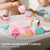 Wooden Afternoon Tea Set Parent-Child Interactive Kids Tea Party Playset