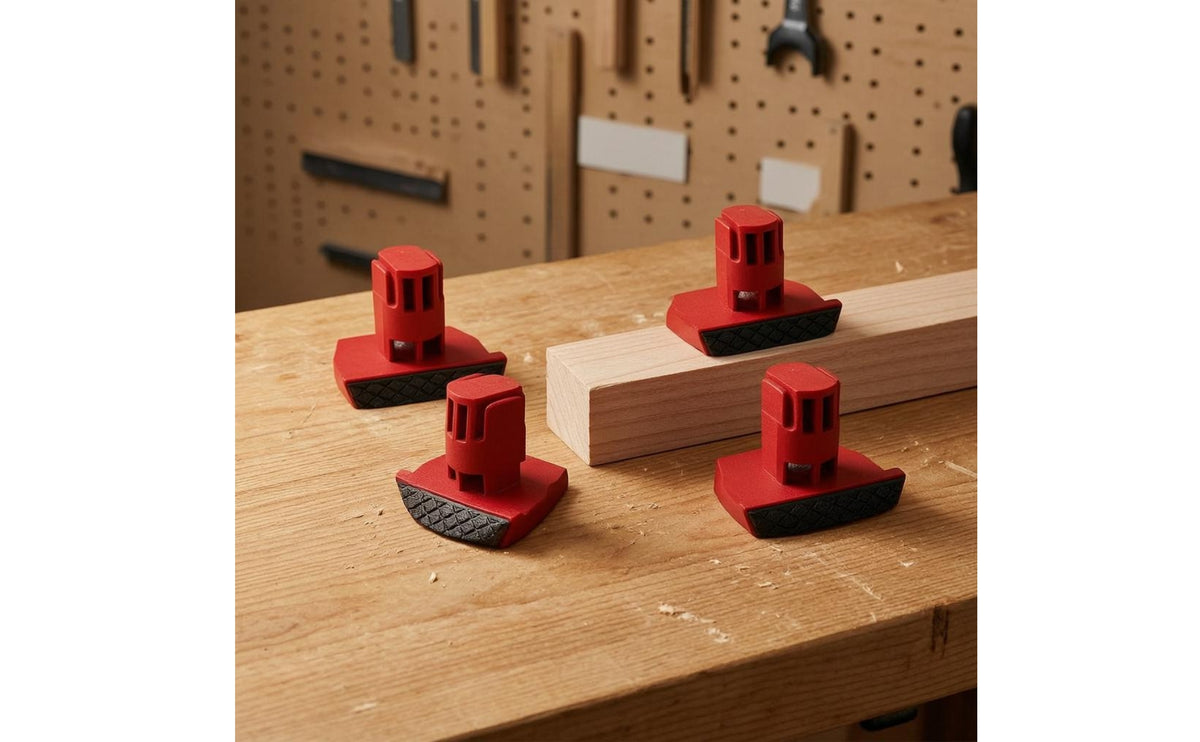 4 Pieces Red Tabletop Clamp Stop Block Cylindrical Top Plastic Clamp Stop