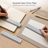 Stainless Steel Ruler Set, Double-Sided Engraved, Thickened Metal Straight Edge for Drawing and Stationery, 3-Pack