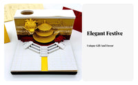 Intricate Cut-out Design Chinese Temple 3D Notepad Unique Gift 2024 Dragon Year Calendar Block Cute Stationery for Students, Workspace, Home