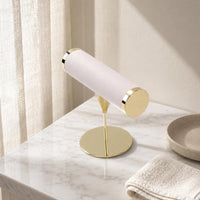 PU Leather Wrapped T-Shaped Display Bar Jewelry Display Stand Gold-Tone T-Shaped Jewelry Stand Freestanding Accessory Storage Padded-Looking