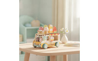 Tabletop Ice Cream Truck Toy Educational Wooden Ice Cream Truck Smooth Pretend Playset Bright for Children, Toddlers, Playroom