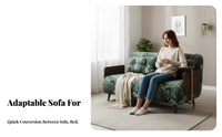 Retro Design Wooden Frame Sleeper Sofa cleanable Cover transformable Couch versatilePurpose Household Furniture Space-Saving for Apartment Dwellers, Young Adults, Homeowners, Small Spaces, Living Room, Bedroom, Home Office