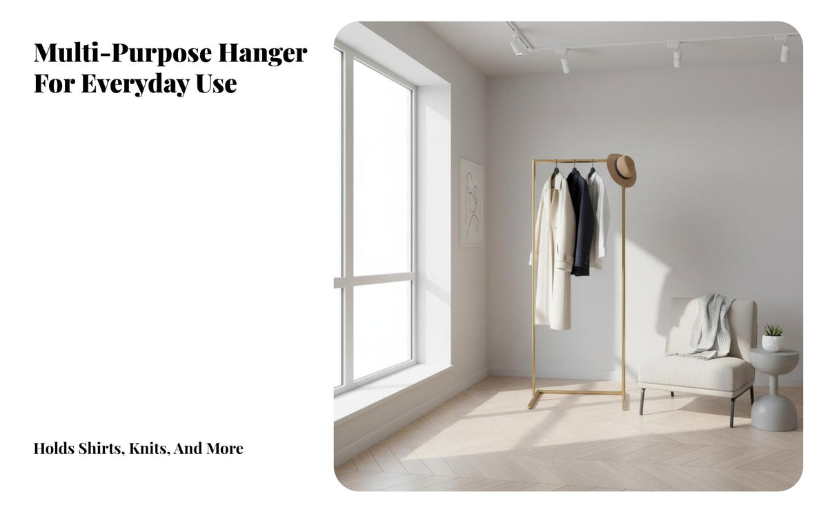 Minimalist Design Single Garment Rack with Shelf Freestanding Clothes Stand Space-Saving Storage Furniture Easy Assembly for Apartment Dwellers, Students, Renters, Living Room, Bedroom, Entryway, Closet