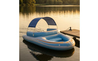 Backrest Inflatable Boat Raft Raised Seat PVC Buoyant Boat Blue and White Water Craft