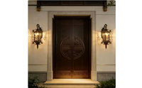 Garden Wall Lantern Ornate Design Exterior Wall Sconce Vintage Style Porch Lantern Light for Balcony, Patio
